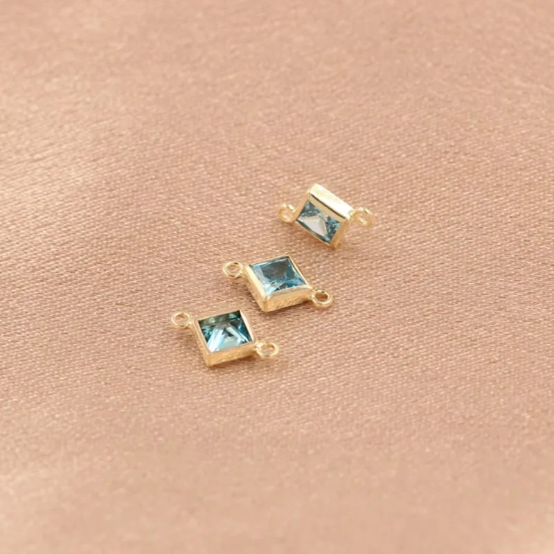 14k Gold gefüllter quadratischer Zirkon-Lünettenverbinder DIY-Armband-Halsketten-Zubehör mit 2mm geschlossenen Ringen Geburtsstein-Lünetten-Charm – Detail 15