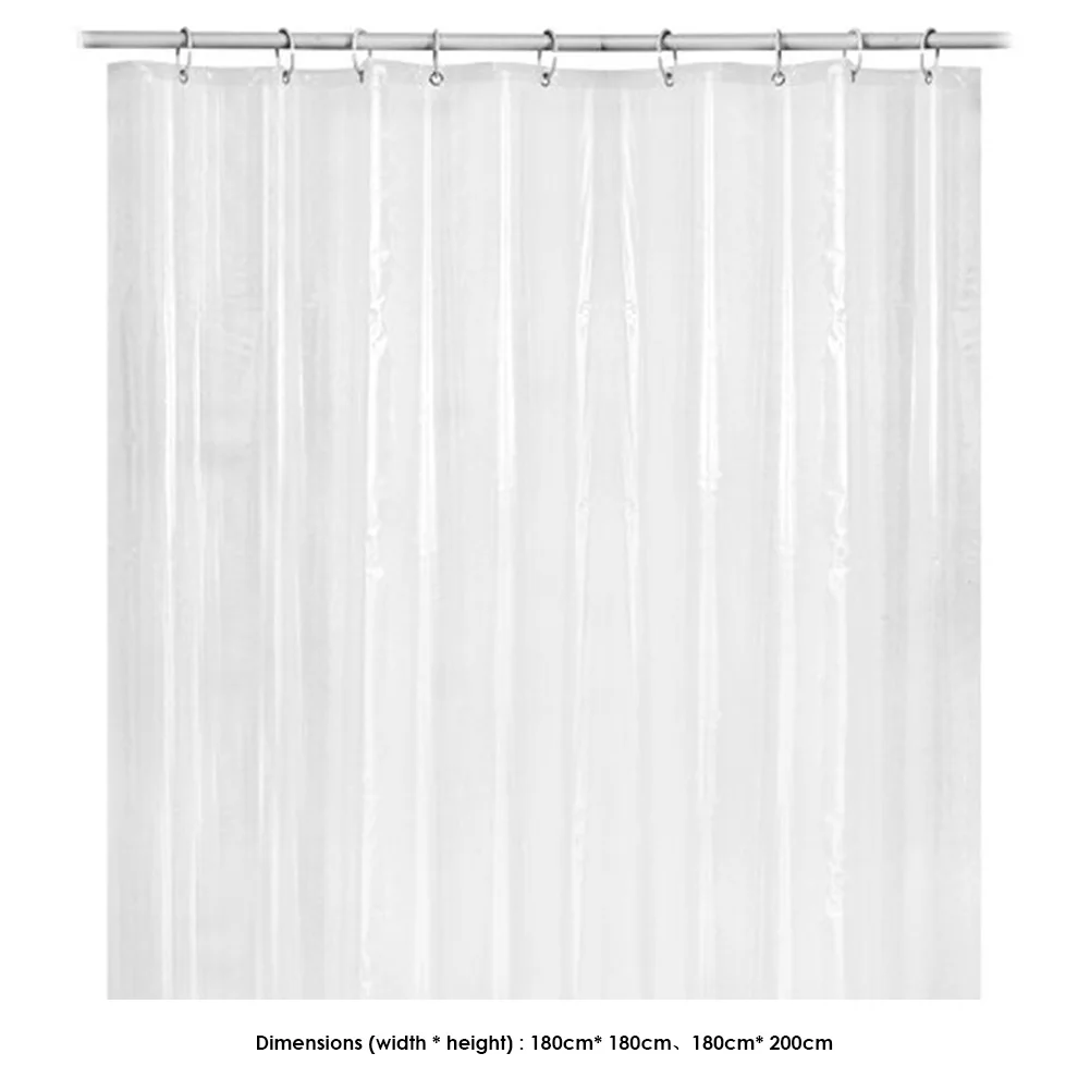 Clear Shower Curtain with Heavy Magnets PEVA Shower Liner 12 Hooks Waterproof Shower Curtain 180x180/200cm for Bathroom