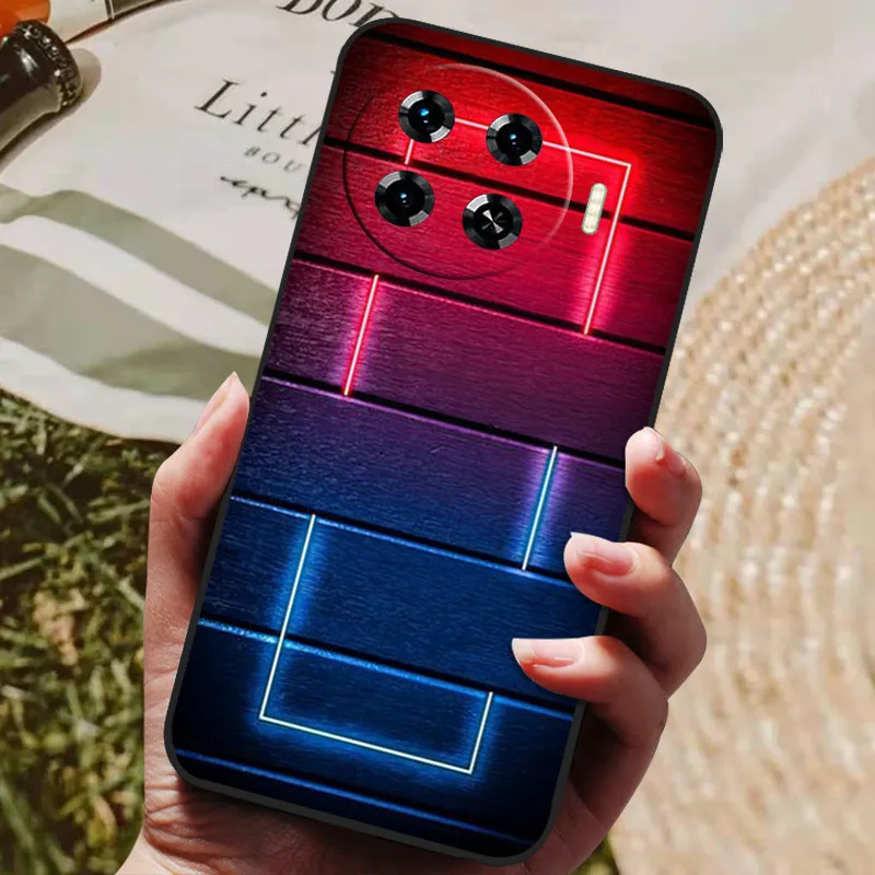 Tecno Spark 20 Pro Plus Black Silicone Case with Lion and Wolf Design