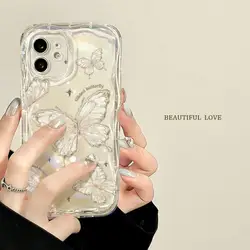 Butterfly Cream Wavy Edge Phone Case for Redmi Note 12S (S13132)