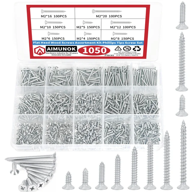 1050 Viti M2 Per Legno E Cartongesso - Set Mix Misure Con Testa A Croce - Foto 13