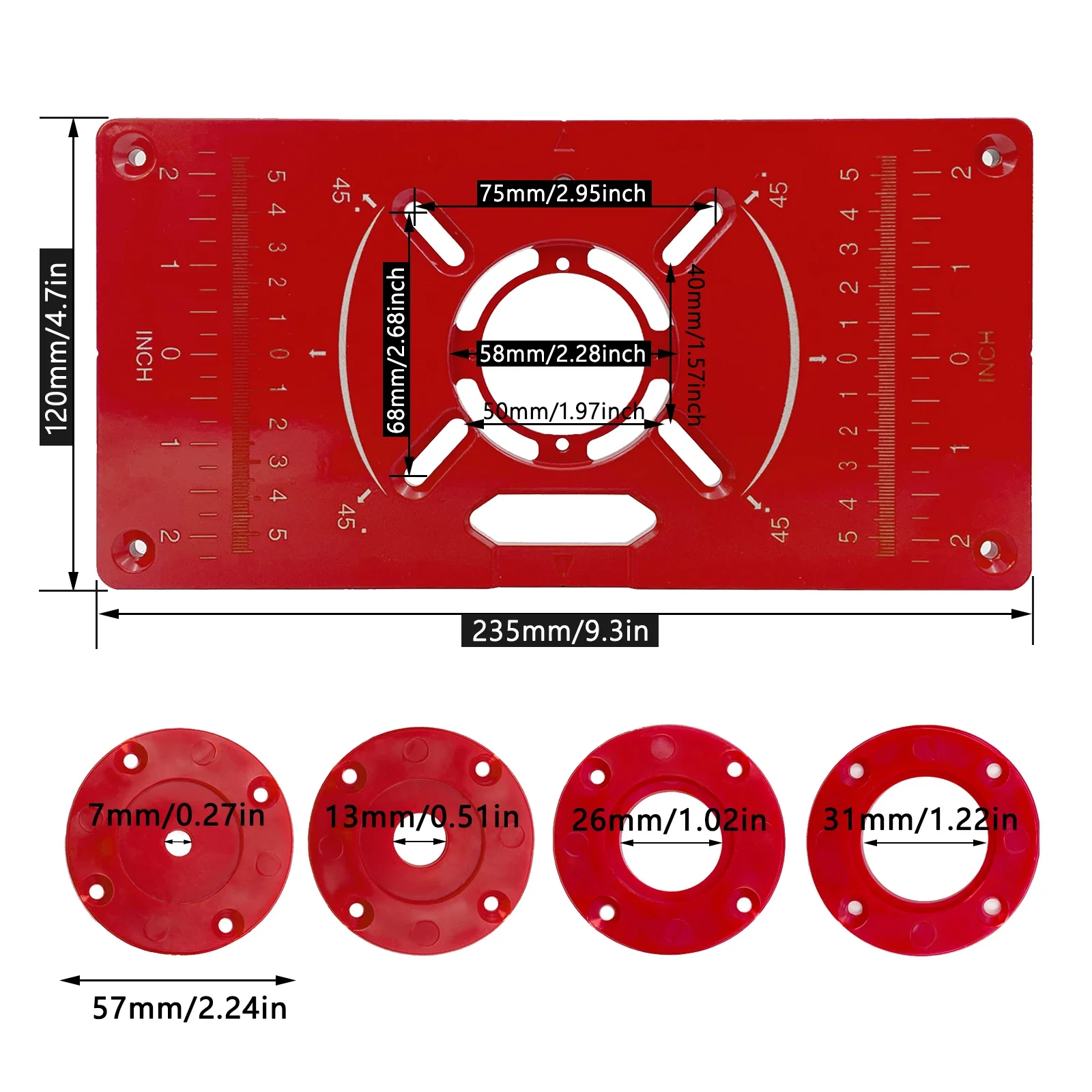 Carpinte Router Table Insert Plate Woodworking Benches Aluminium Wood Trimmer Models Engraving Milling Machine With Rings woodworking bench woodworking workbench router insert plate router plate