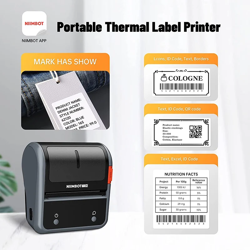 Impressora Térmica Portátil Código de Barras Auto-adesivo Etiqueta de Bolso Mini Sticker Maker Jóias Vestuário Commercia Niimbot-b3s - Imagem 3