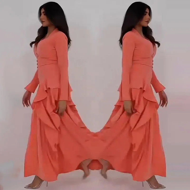 فستان نسائي للعيد عباية إسلامية بحاشية مكشكشة فيستدوس لارجوس للحفلات قفطان جلابية رمضان فساتين طويلة دبي رداء عربي طويل 2026