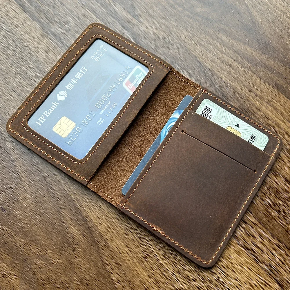 Handcraft Leather Credit Card Holder Vintage Small Wallet for Credit Cards Case and Driver License Vintage Style Gift for Men