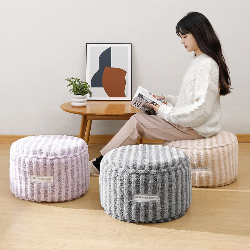 

Moroccan Stripe Plush Floor Stool Cover Craft Sofa Ottoman Footstool Unstuffed Living Room Tatami Futon Bedroom Cushion Covers