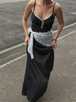 Tossy Lace Patchwork Printed Long Dress For Women Summer Slim Fashion V-Neck Spaghetti Backless Dress Female Halter Dresses 2025 - Image 5