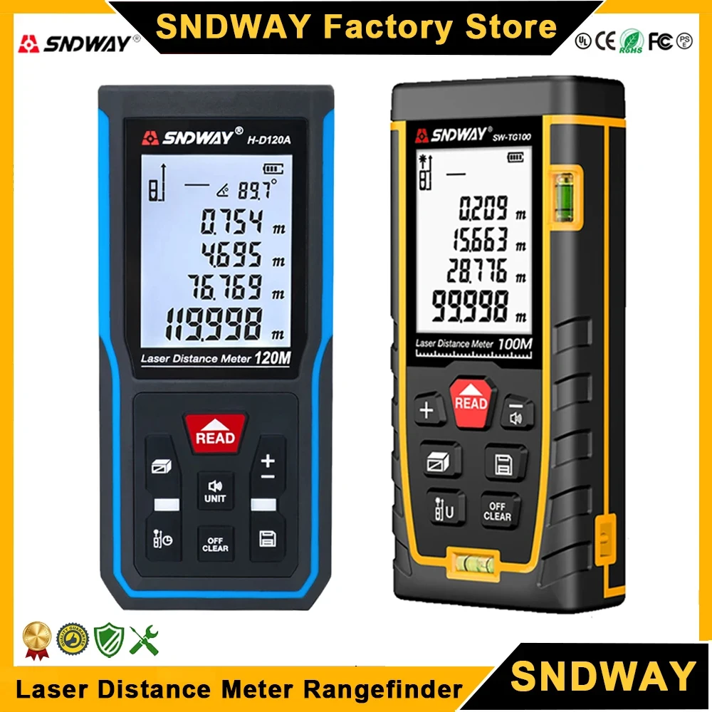SNDWAY SW Rangefinder Digital Laser Distance Meter Professional High Precision Mini Range Finder Laser Tape Measure Trena Meter laser rangefinder distance meter