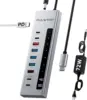 PULWTOP Powered USB C Hub,USB C Powered Hub with USB A/C 3.2 , 100W PD-in, 2 x 24/45W USB-C PD Charging Data Hub for PC Laptops 1