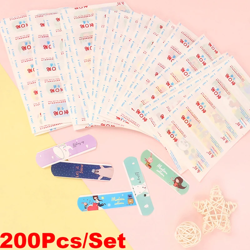 

100/200Pcs Cartoon Band Aids Children Breathable Waterproof Medical Bandages Hemostatic Adhesive Plaster Bandage Patch for Adult