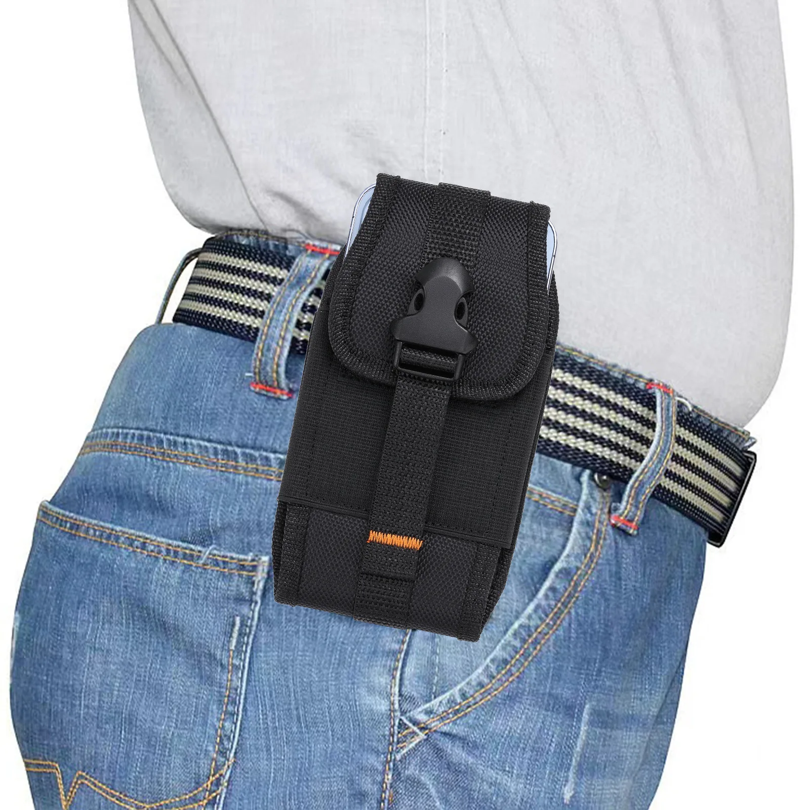 Premium Belt Waist Bag Flip Card Case Phone Pouch for 6.9 to 7.3 Inch Devices