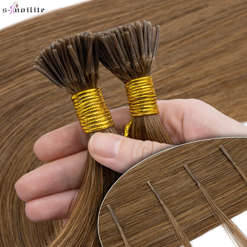 S-noilite 0.5g I Tip Human Hair Extensions 100pcs Keratin Fusion 22inch Microlink Hair Capsule Pre Bonded Stick Straight Blonde