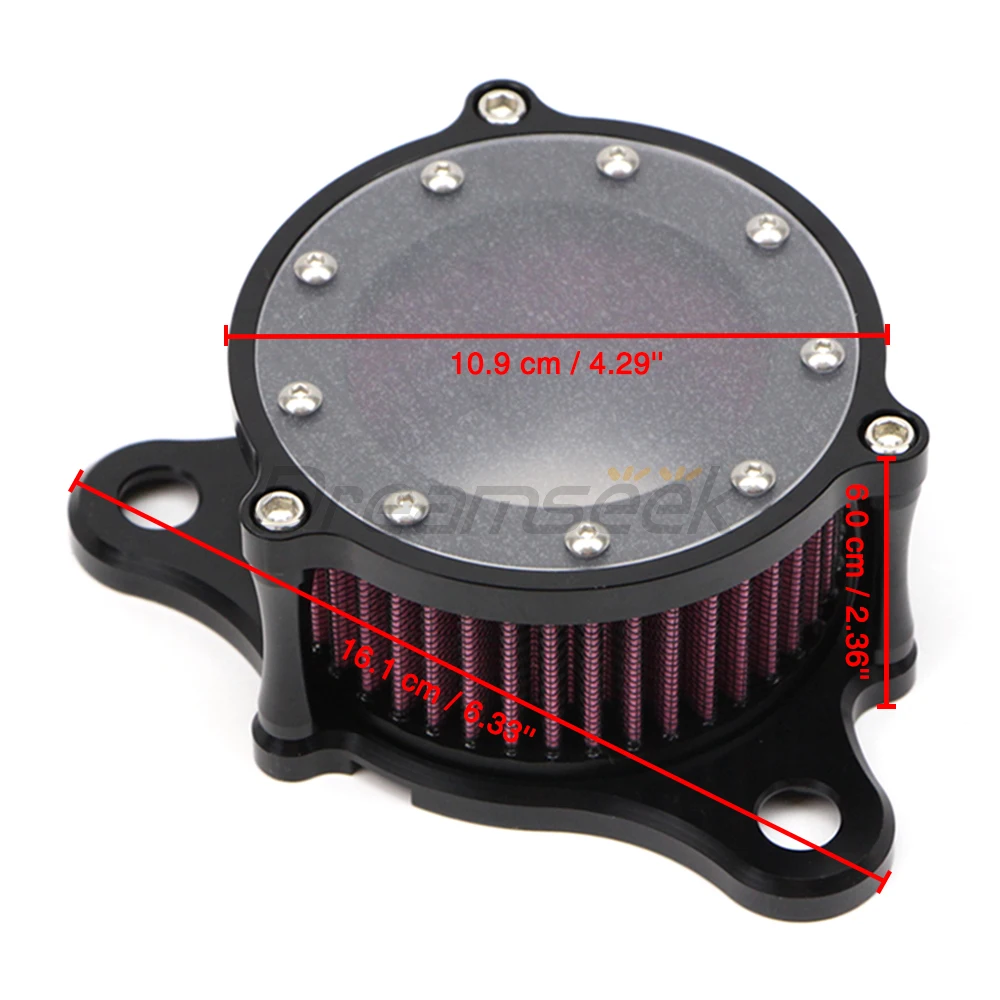 Black Motorcycle Air Cleaner Intake Filter Kits for Harley-Davidson Sportster XL883 XL1200 XL883N XL1200X 1988-2023 CNC Aluminum