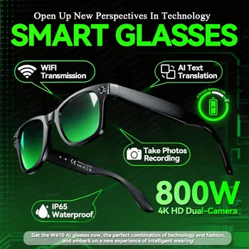 Occhiali Smart 2026 da Uomo con Fotocamera 8MP, WiFi, Bluetooth, Controllo Touch, Impermeabilità IP67, Traduzione AI, Cancellazione del Rumore, Occhiali AI da Donna