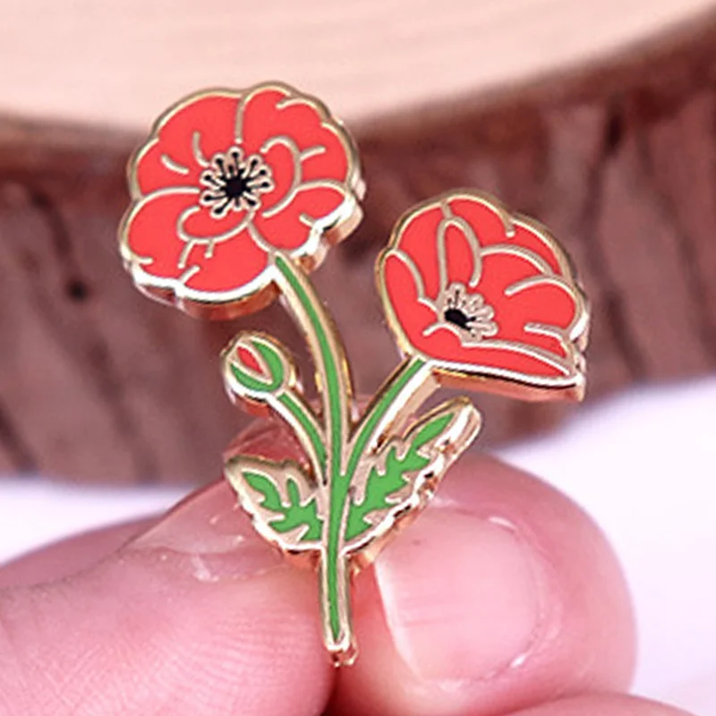 Pflanze Blume Emaille Gedenktag Brosche Revers Abzeichen für Rucksack Kleidung Dekoration