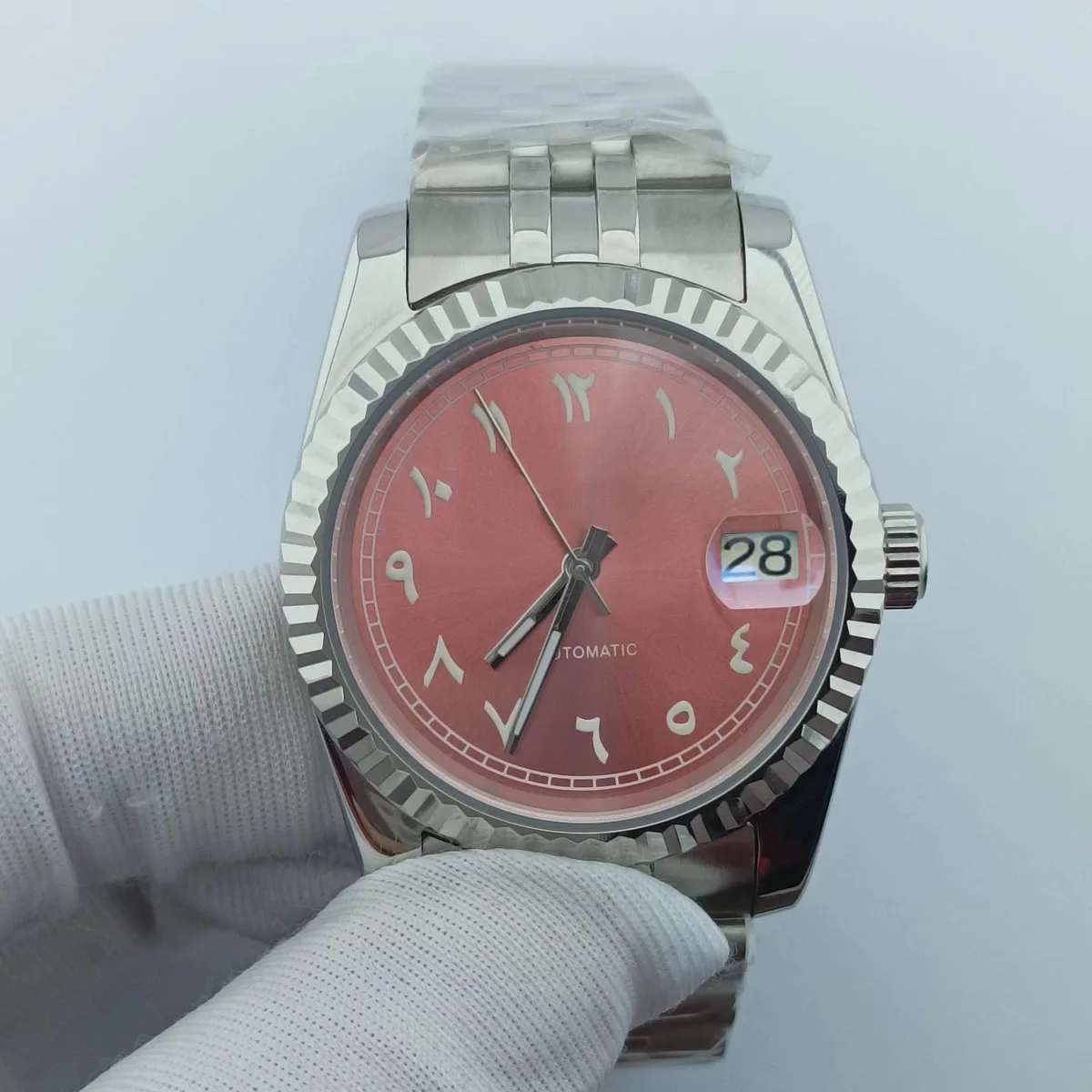 

36mm 39mm NH35 watch NH35 dial Green Luminous Dial sapphire Stainless Steel Case Transparent Case Back for NH35/ NH36 Movement
