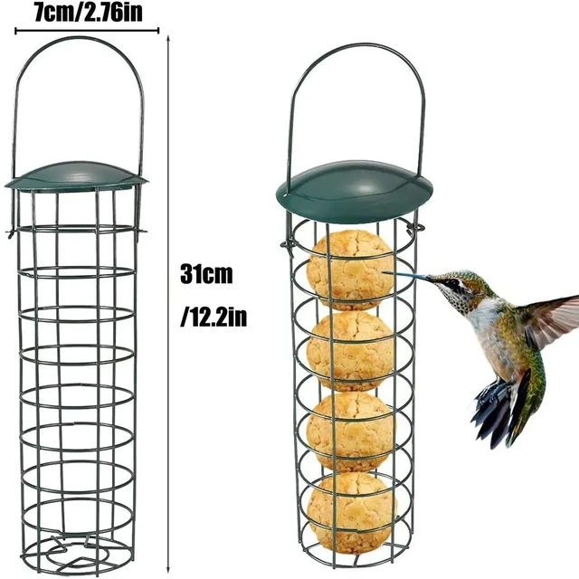 Mangeoire à oiseaux portable en fer pour l'extérieur, support de boule de  graisse pour oiseaux