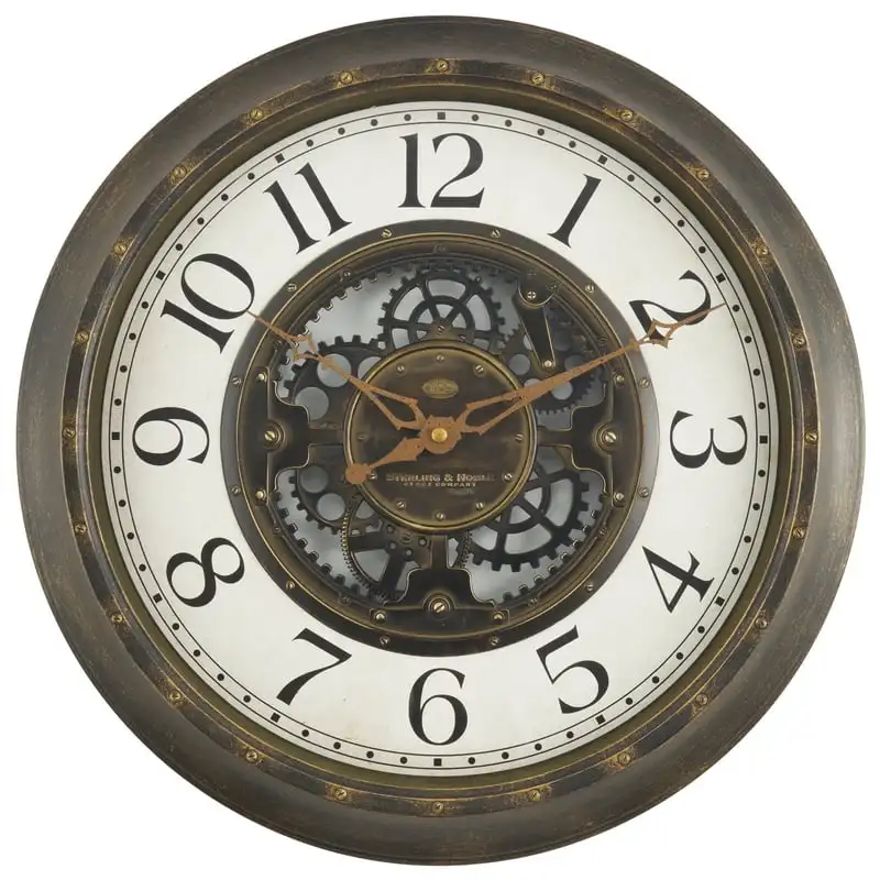 

Indoor Round Aged Bronze Arabic Number Industrial Gear Analog Wall Clock Digital clocks Clock Watch Battery powered clock Reloj