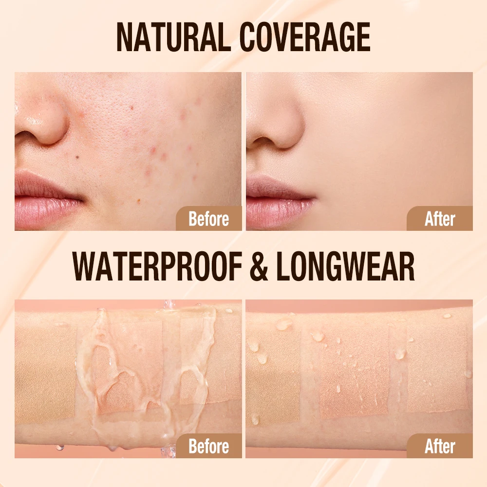 O.TWO.O Liquid Foundation Cream for Face 30ml High Coverage Makeup Base SPF30 Waterproof Concealer Makeup Foundation 4