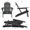 300LBS Solid Wood Folding Adirondack Chair Set of 5 Outdoor,Weather Resistant,Fire Pit Lounge Chairs for Garden,Black 3