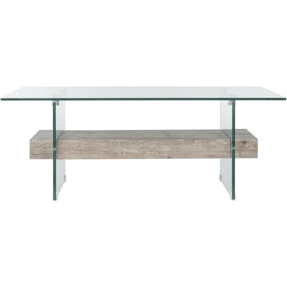 Safavieh Home Kayley Grey Oak and Glass Coffee Table 2