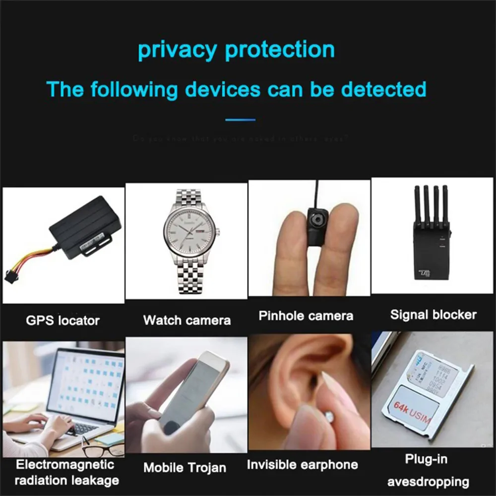 K18 Anti Candid Camera Detector Bug Wiretapping Finder GPS Signal Wireless Lens RF Spy Tracker