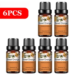 PHATOIL 6 - Piece Pure Essential Oil Collection: Lavender, Eucalyptus, Peppermint, Tea Tree, Orange, Lemongrass for Aromatherapy and Crafting (6pcs Sweet Orange)