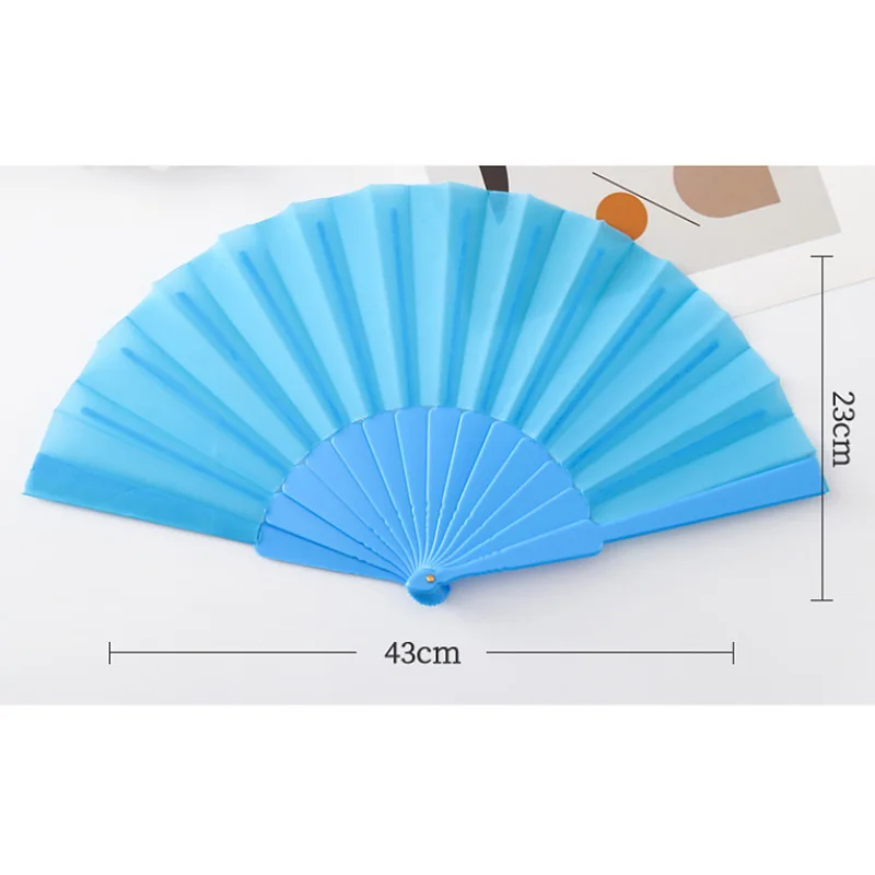 Description Picture 2 of item1PC Plastic Performances Hand Held Fans Blank White DIY Folding Cloth Fan Room Decoration Craft Gift Wedding Party Decor
