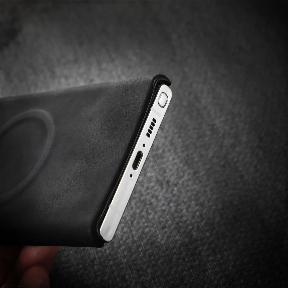 Luxury Sheepskin Leather Magnetic Phone Case with Magsafe Wireless Charging and Shockproof Protection