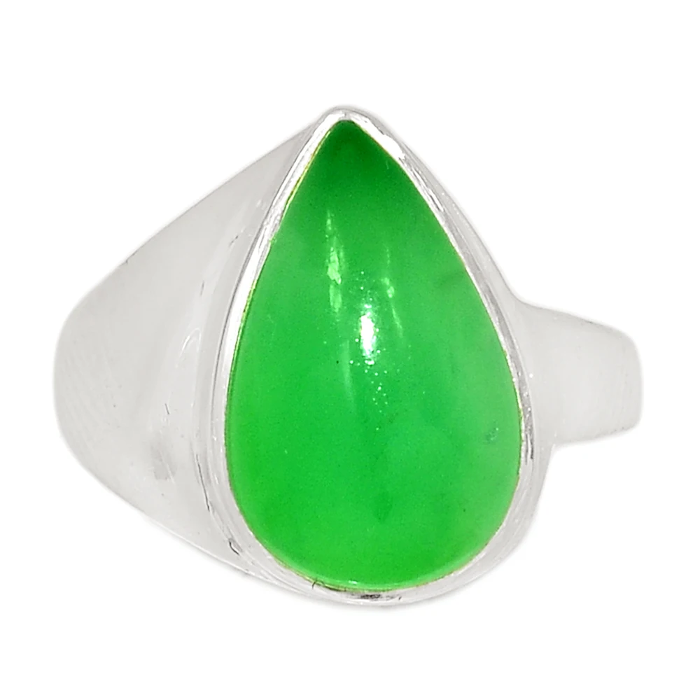 

Genuine CHRYSOPRASE RING 925 Sterling Silver Fine Jewelry Women gift, AR5383