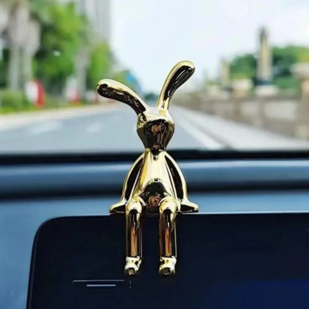 2Pcs Rabbit Figurine UV Electroplating Adhesive Sitting Long Ear Bunny ...