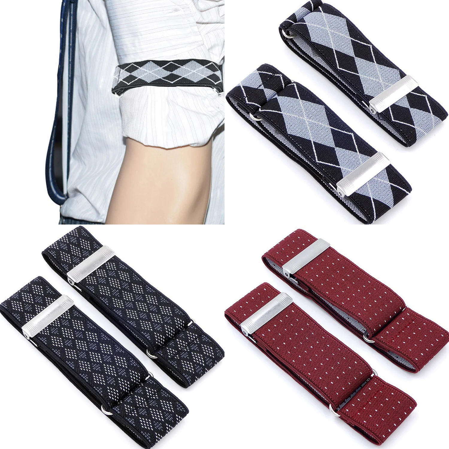 Shirt Sleeve Garter Strap 1Pair Fashion Arm Band Hold Up Garter Bartender Cuff Holder Men Shirt Adjustable High Density Elastic Band