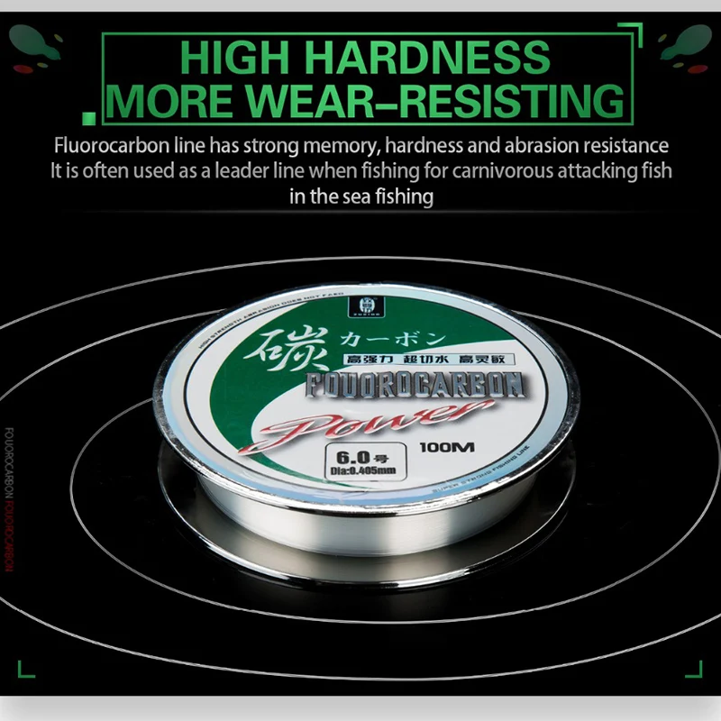 ZUKIBO 50M 100M 100% Fluorocarbon Fishing Line Diameter 0.13-0.71mm Japanese Monofilament Leader Line For Fishing Sinking Line 4