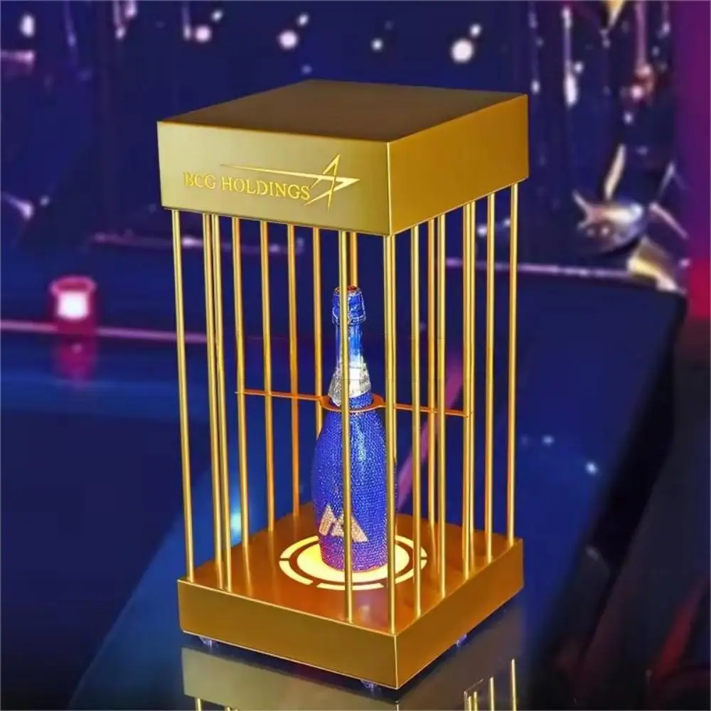 CustomMoetChampagneMetalGoldCageglorifierDisplayCaseVIPLED