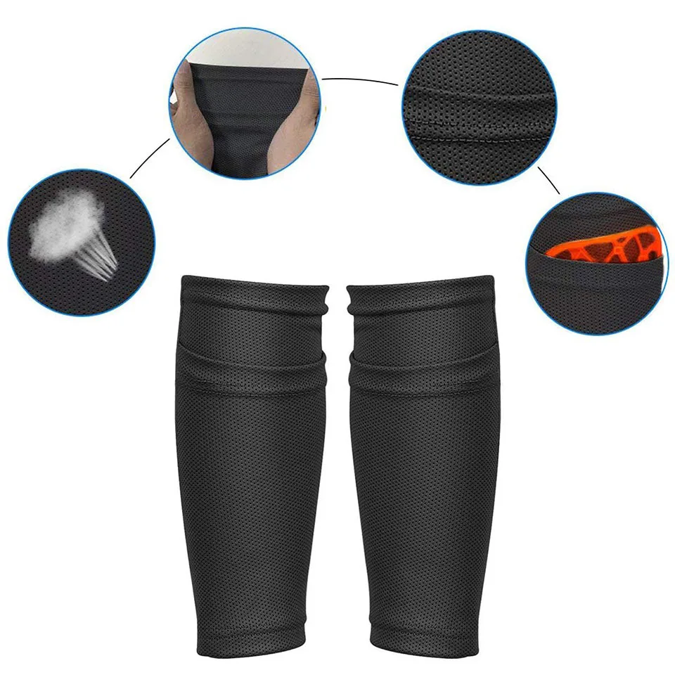 1Pair Soccer Football Shin Guard Teens Socks Pads Support Professional Shields Legging Shinguards Sleeves For Adult Teens Child