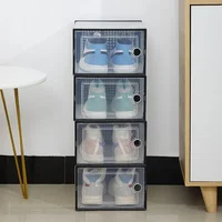 Transparent Plastic Shoes Case Stackable Front Lid Drawer Shoes Organizer Thickened Large Dustproof Moisture-Proof Storage Box 2