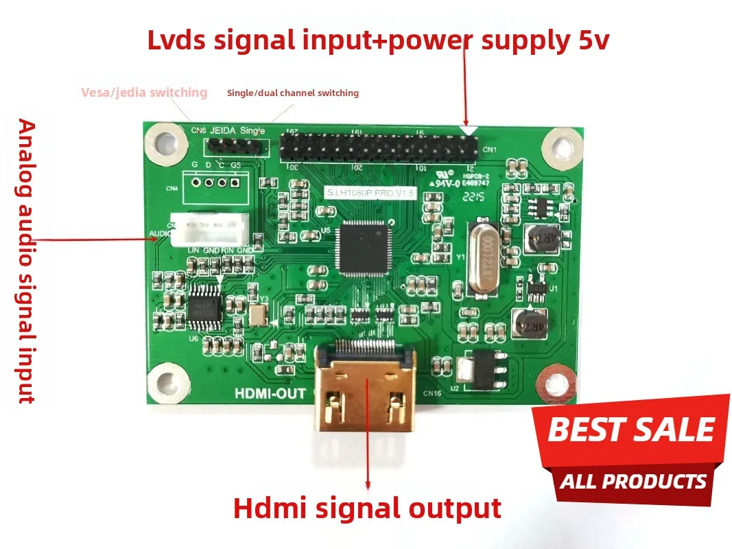 LVDS-HDMI 어댑터 보드, lvds에서 hdmi 출력으로 변환, 다양한 해상도 지원, 표준 720P 1080P