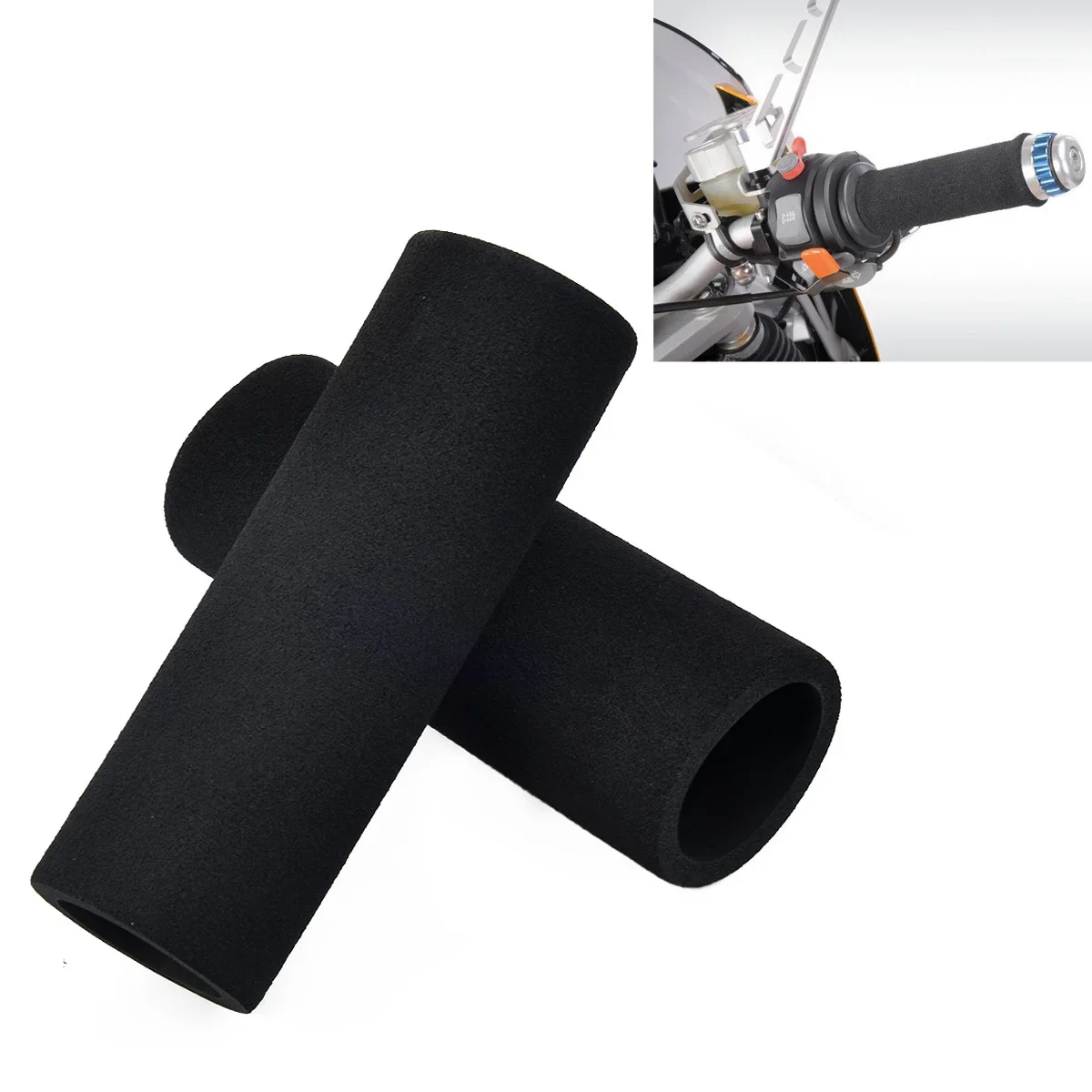 

2Pcs Durable Motorcycle Slip-on Foam Anti Vibration Comfort Handlebar Grip Cover Applicable Sleeve Inner Diameter 3.17-3.68CM