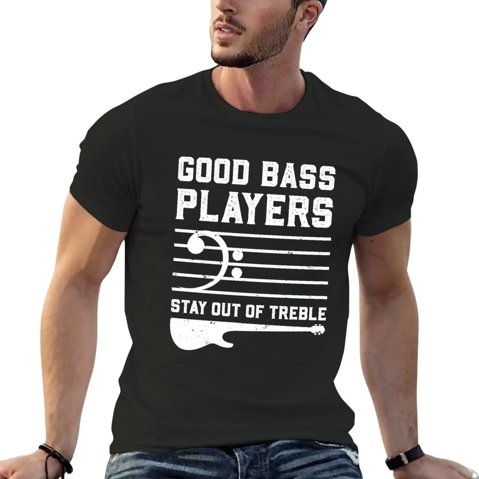 

bass player T-Shirt summer tops blacks mens graphic t-shirts hip hop