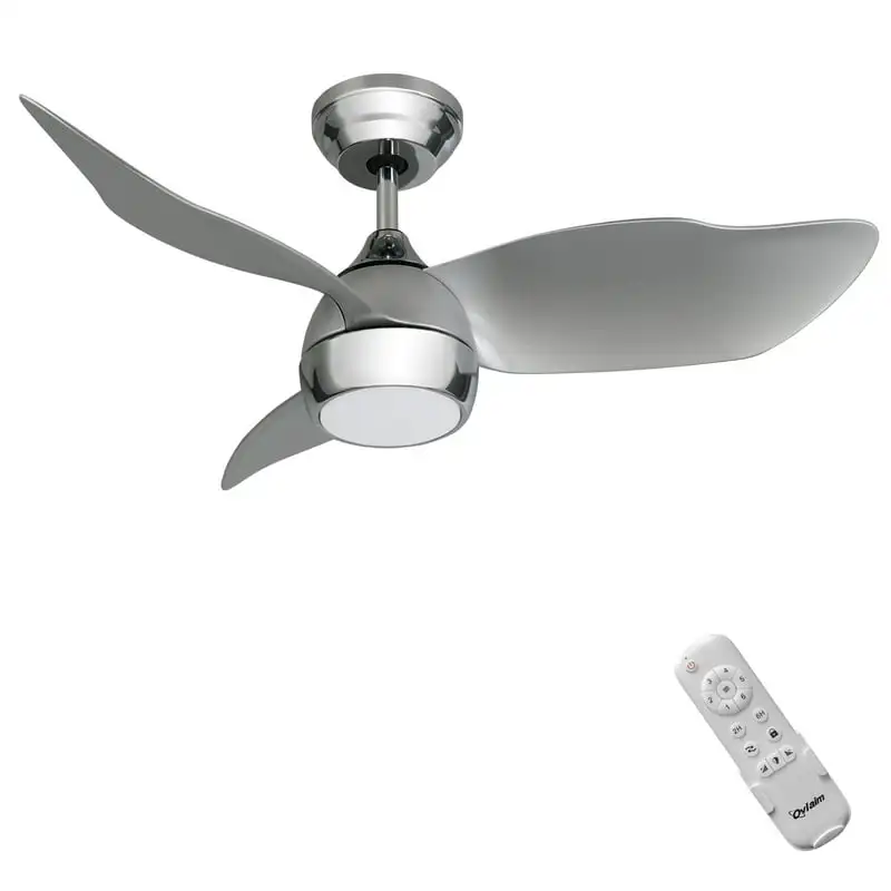 

Quiet DC Motor Small Ceiling Fan with Dimmable Light, 6 Speeds Ceiling Fan with Remote Control, 3 Blades Modern Silver