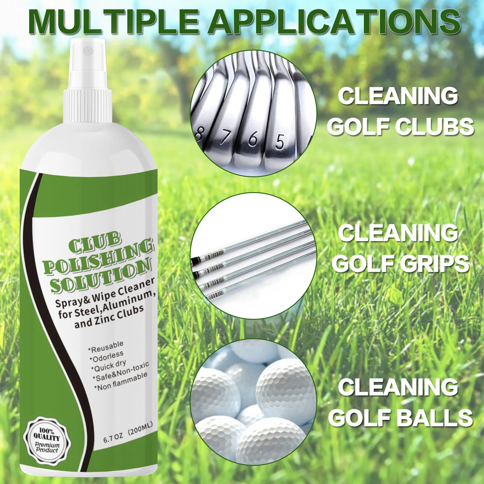 Golf Club Polishing Solution for Wood Iron Clubs Cleaning 6.7 oz Remove Scratches Scuffs Restore Shine 5