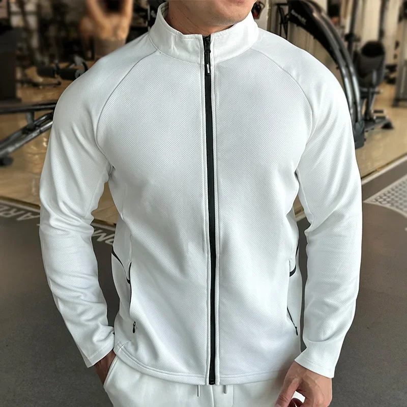 Sports Jacket Plus Size Men's Zip Up Long Sleeve T-shirts Quick Dry Gym Fitness Elasticity
