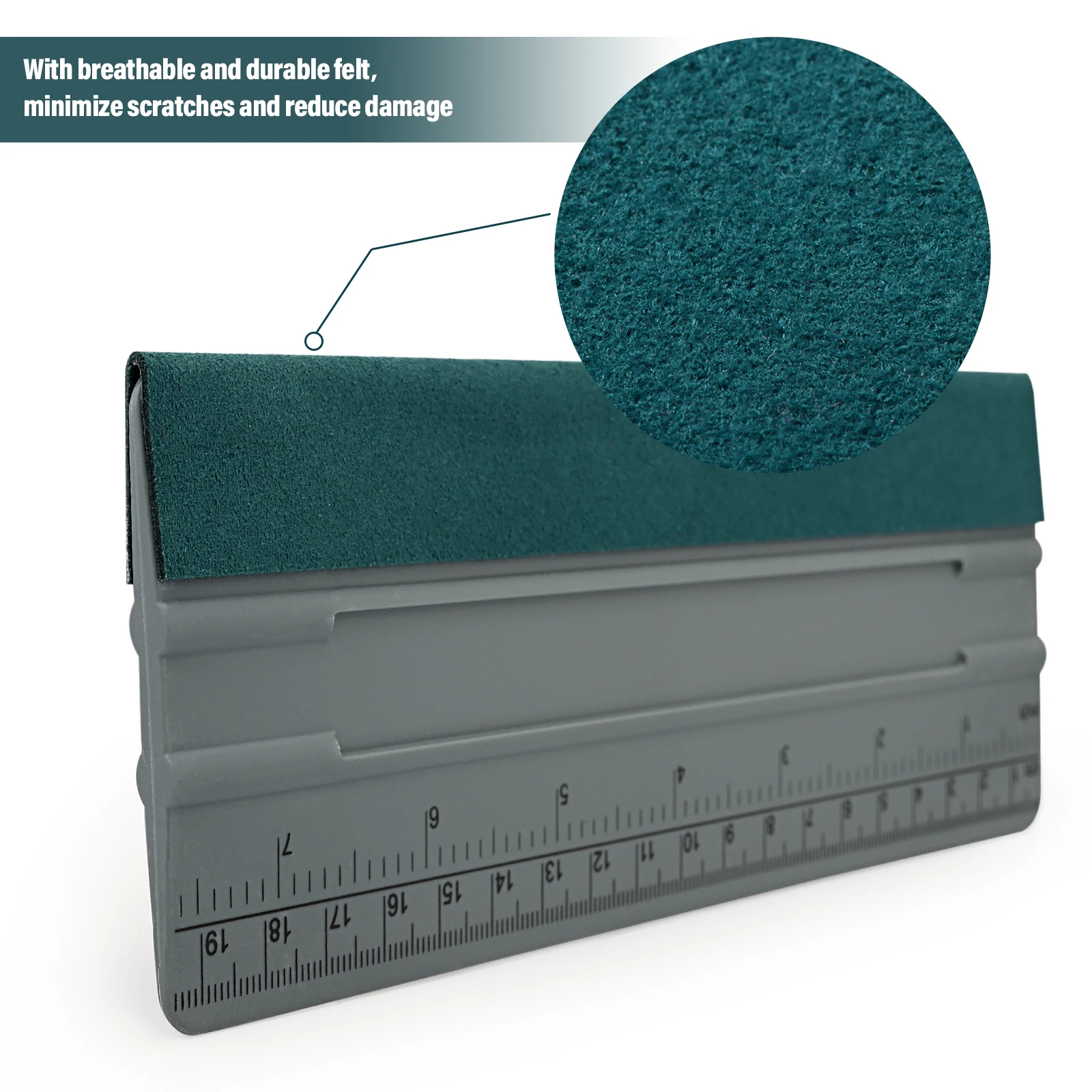Razor Blade Scraper Car Wrapping Tools Automotive Film Tools Suede Felt Cloth Squeegee with Ruler Vinyl Wrap Car Scraper Graphic Wallpaper Film Install Measuring Tools 6/8/10/12Inch
