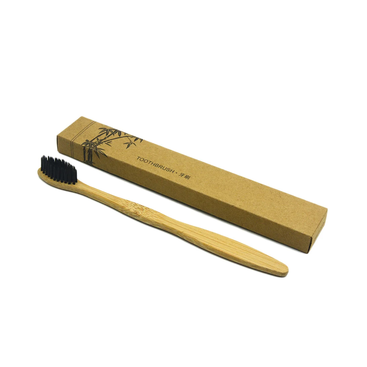 

5pcs Bamboo Handle Toothbrush Natural Wooden ECO Friendly Toothbrush with Black Bristles