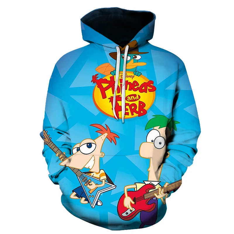 

Disney Phineas And Ferb Men Women Hoodies Casual Hip Hop Streetwear Long Sleeves Sweatshirts Boys Girls Autumn Tops Coats