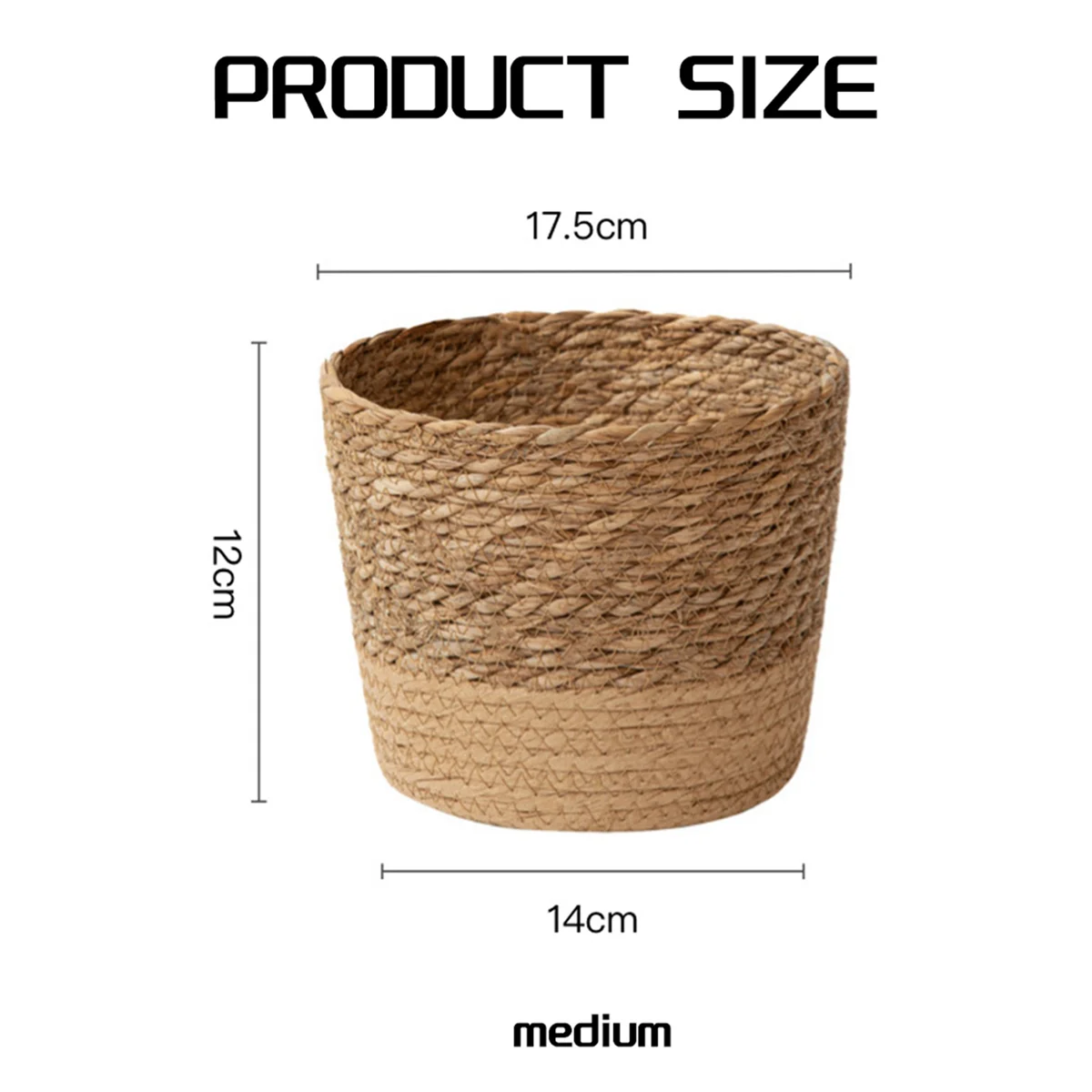 BAAU 2X Straw Weaving Flower Plant Pot Wicker Basket Rattan Flowerpot Storage Basket Handmade Woven Planter M
