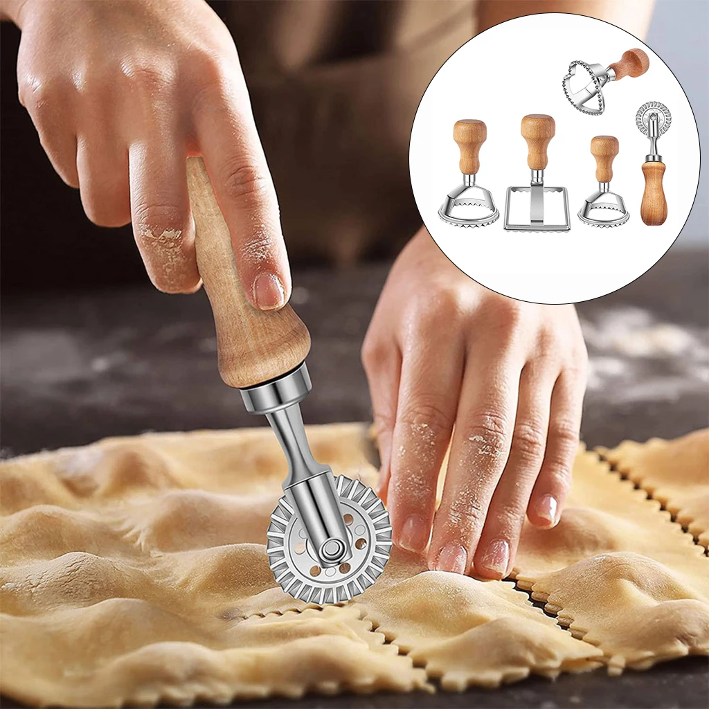 5 Pieces Ravioli Stamp Set Square Round Ravioli Maker Wheel Heart Maker Mold