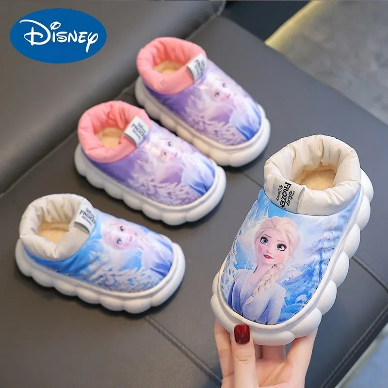 

Disney Frozen Elsa Girls Heel Wrapped Cotton Slippers Winter Warm Anti-slip Casual Shoes Children's Waterproof Cotton Shoes
