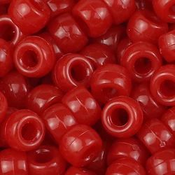 Vibrant Large Hole Pony Beads for DIY Jewelry and Crafting (Red)