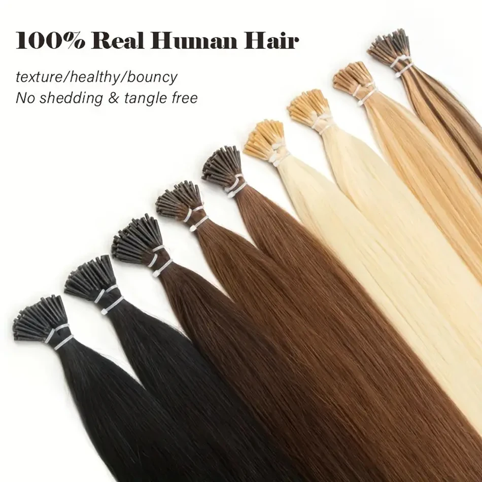 Natural Human Hair Extensions Straight I Tip Keratin Capsule 50pcs 16-30&ldquo; Virgin
